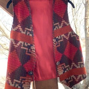 Wool Aztec and leather vest from DDR